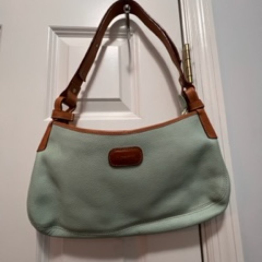 Isanti Italy aqua turquoise pebbled leather shoulder bag